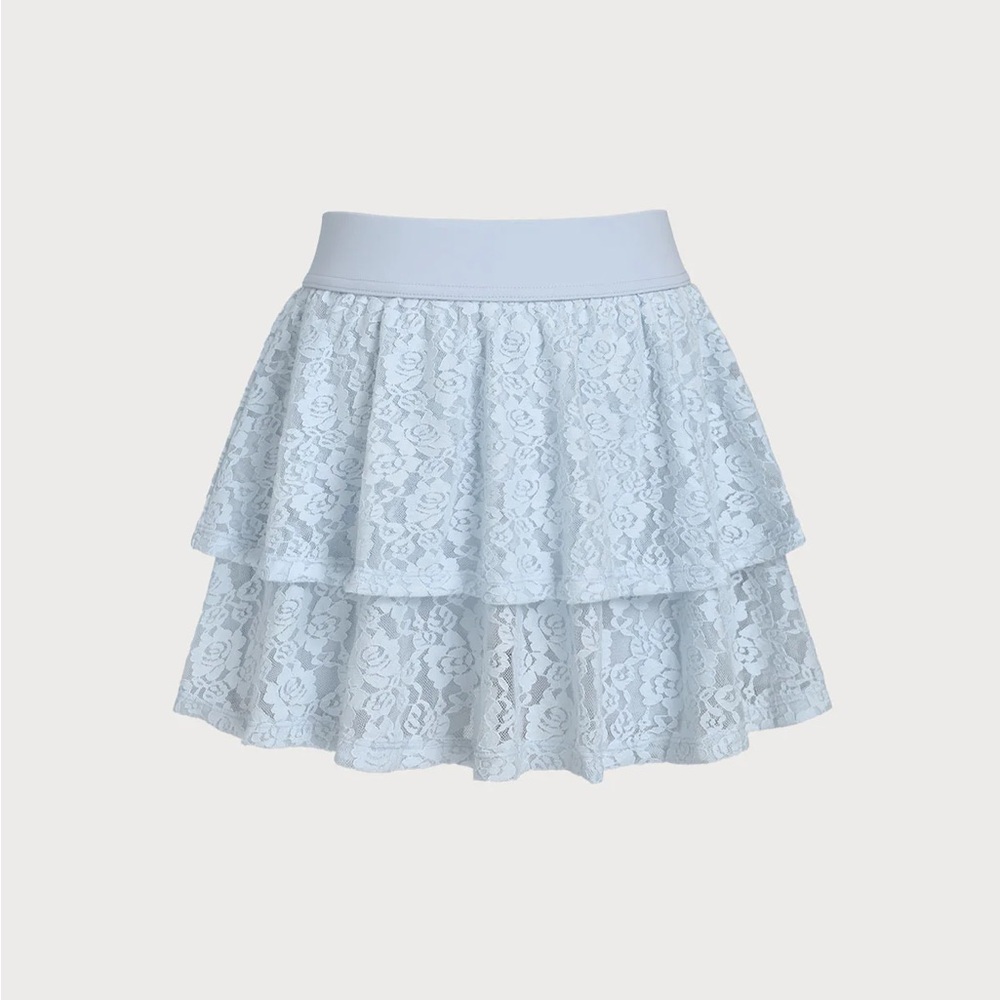 Berlook Activewear Light Blue Layered Lace Skirt - Picture 5 of 7